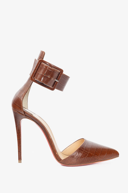 Christian Louboutin Harler 100 Cuoio Calf Croc-Embossed Pumps