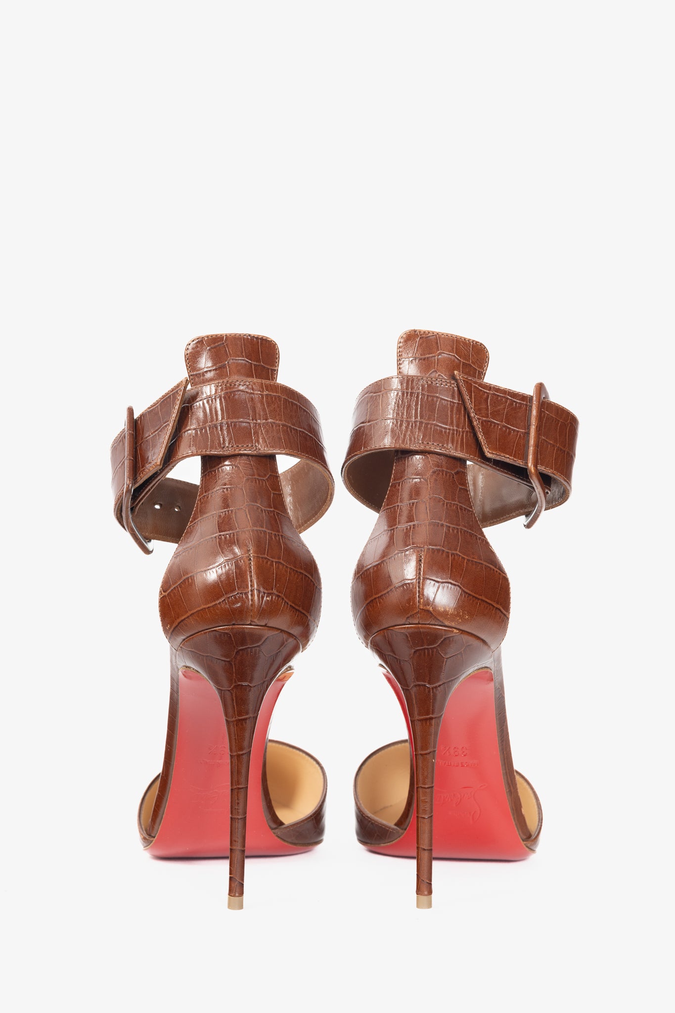 Christian Louboutin Harler 100 Cuoio Calf Croc-Embossed Pumps