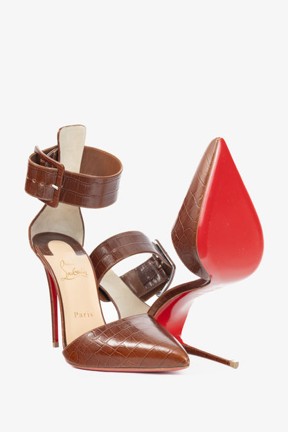 Christian Louboutin Harler 100 Cuoio Calf Croc-Embossed Pumps