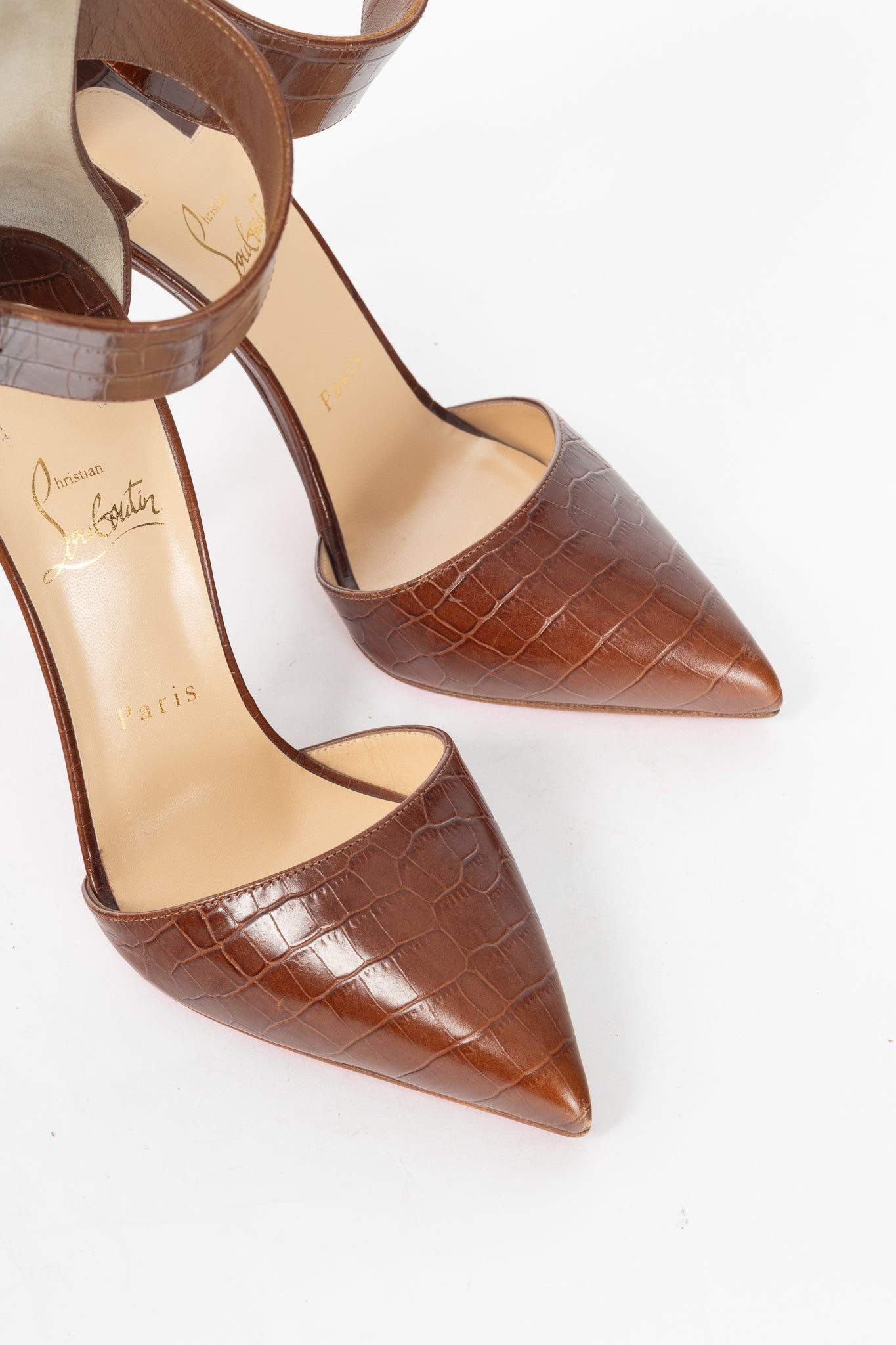 Christian Louboutin Harler 100 Cuoio Calf Croc-Embossed Pumps