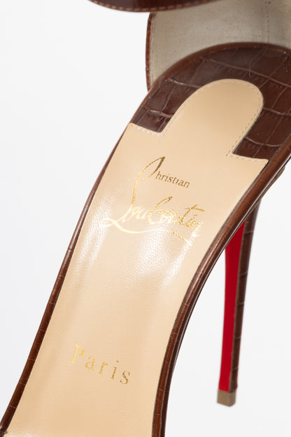 Christian Louboutin Harler 100 Cuoio Calf Croc-Embossed Pumps