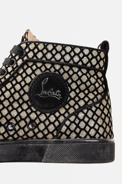 Christian Louboutin Rantus Orlato Black Glitter Gold High-Top Sneaker