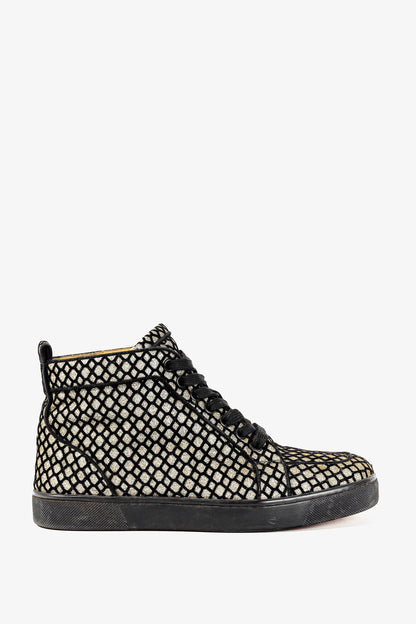 Christian Louboutin Rantus Orlato Black Glitter Gold High-Top Sneaker