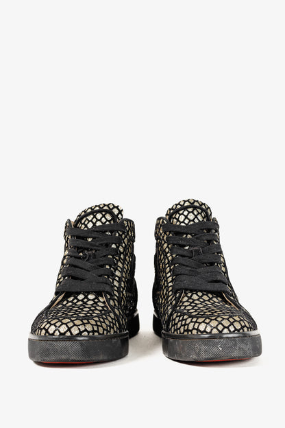 Christian Louboutin Rantus Orlato Black Glitter Gold High-Top Sneaker