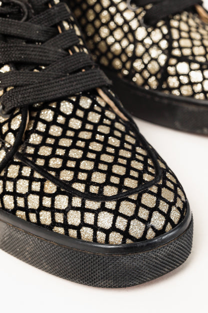 Christian Louboutin Rantus Orlato Black Glitter Gold High-Top Sneaker