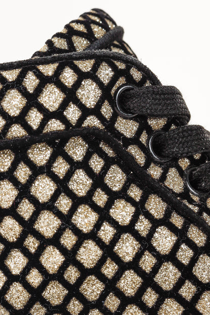 Christian Louboutin Rantus Orlato Black Glitter Gold High-Top Sneaker