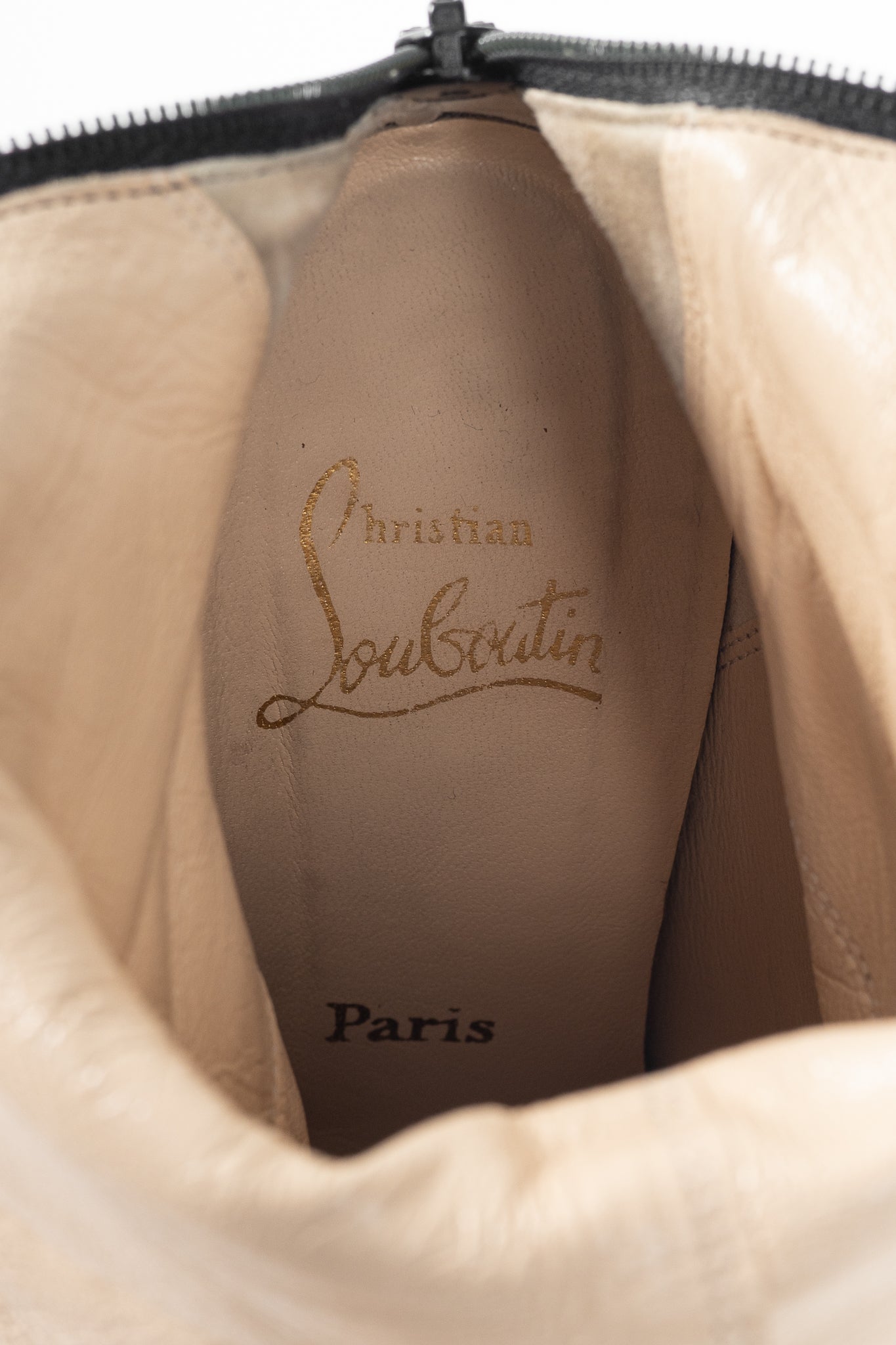 Christian Louboutin Zepita Black Leather Knee-High Wedge Boots