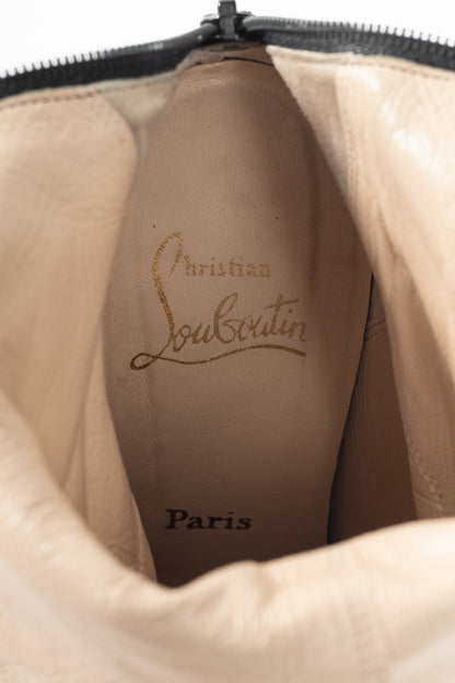 Christian Louboutin Zepita Black Leather Knee-High Wedge Boots