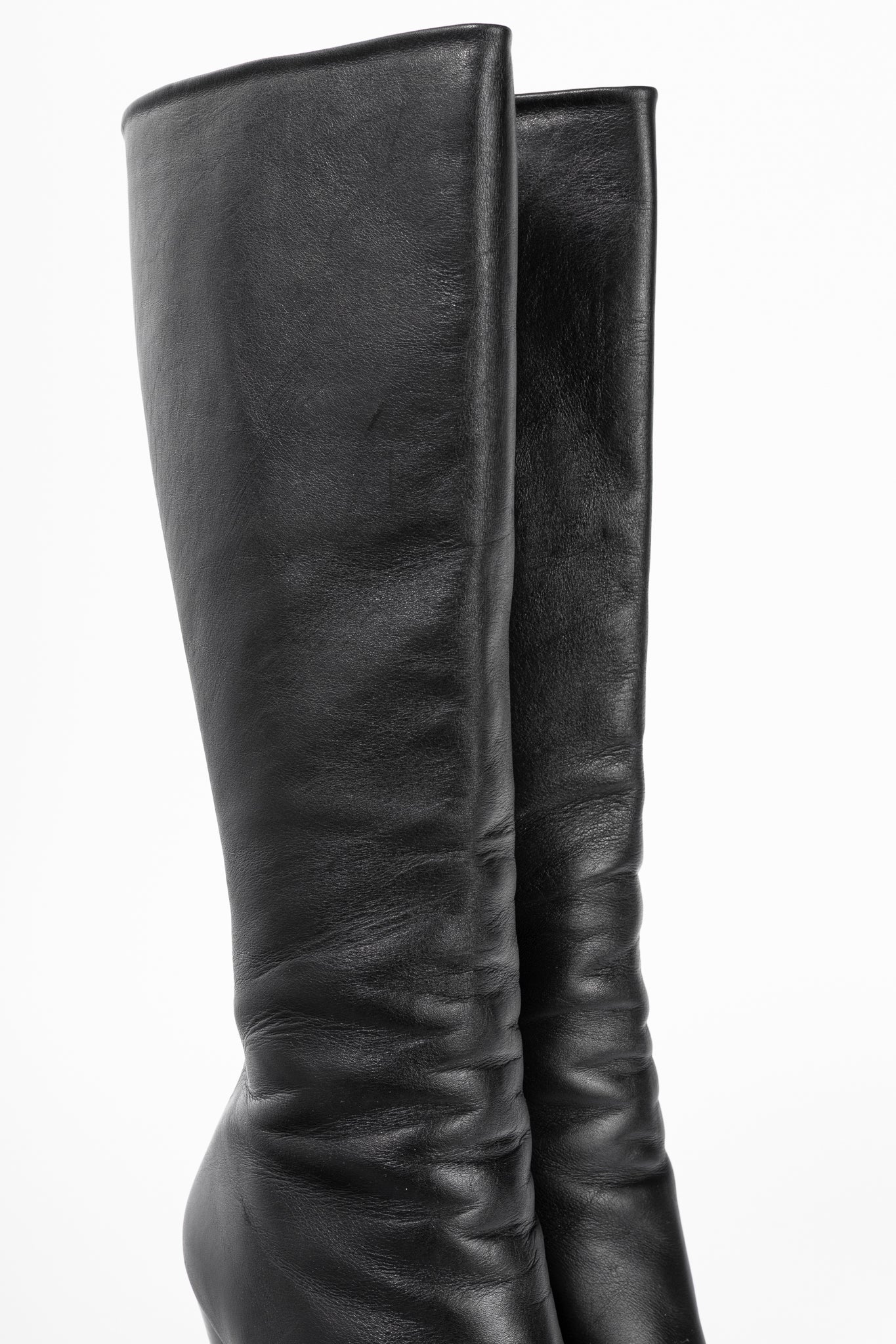 Christian Louboutin Zepita Black Leather Knee-High Wedge Boots