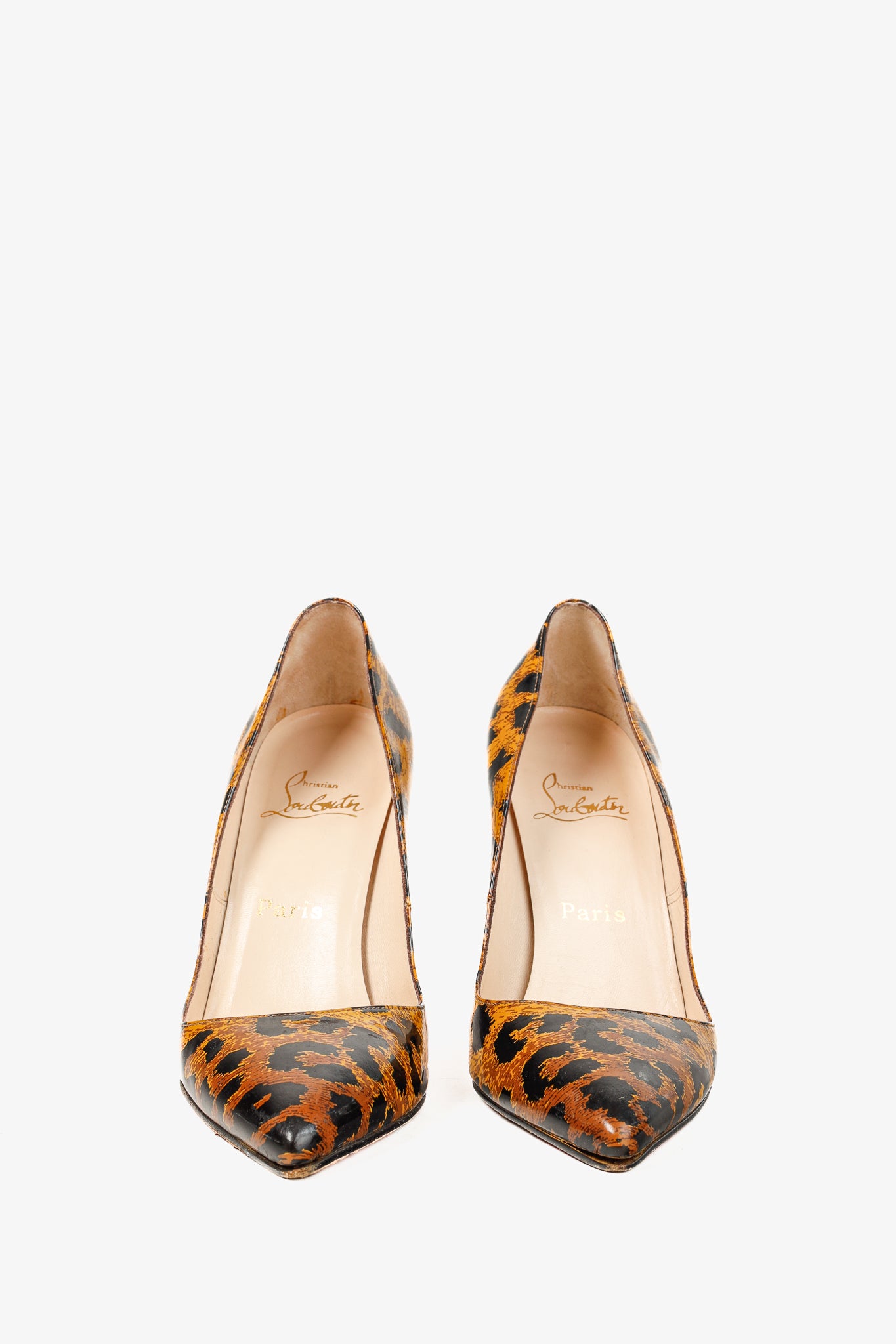 Christian Louboutin Leopard Patent Pointed-Toe Pumps