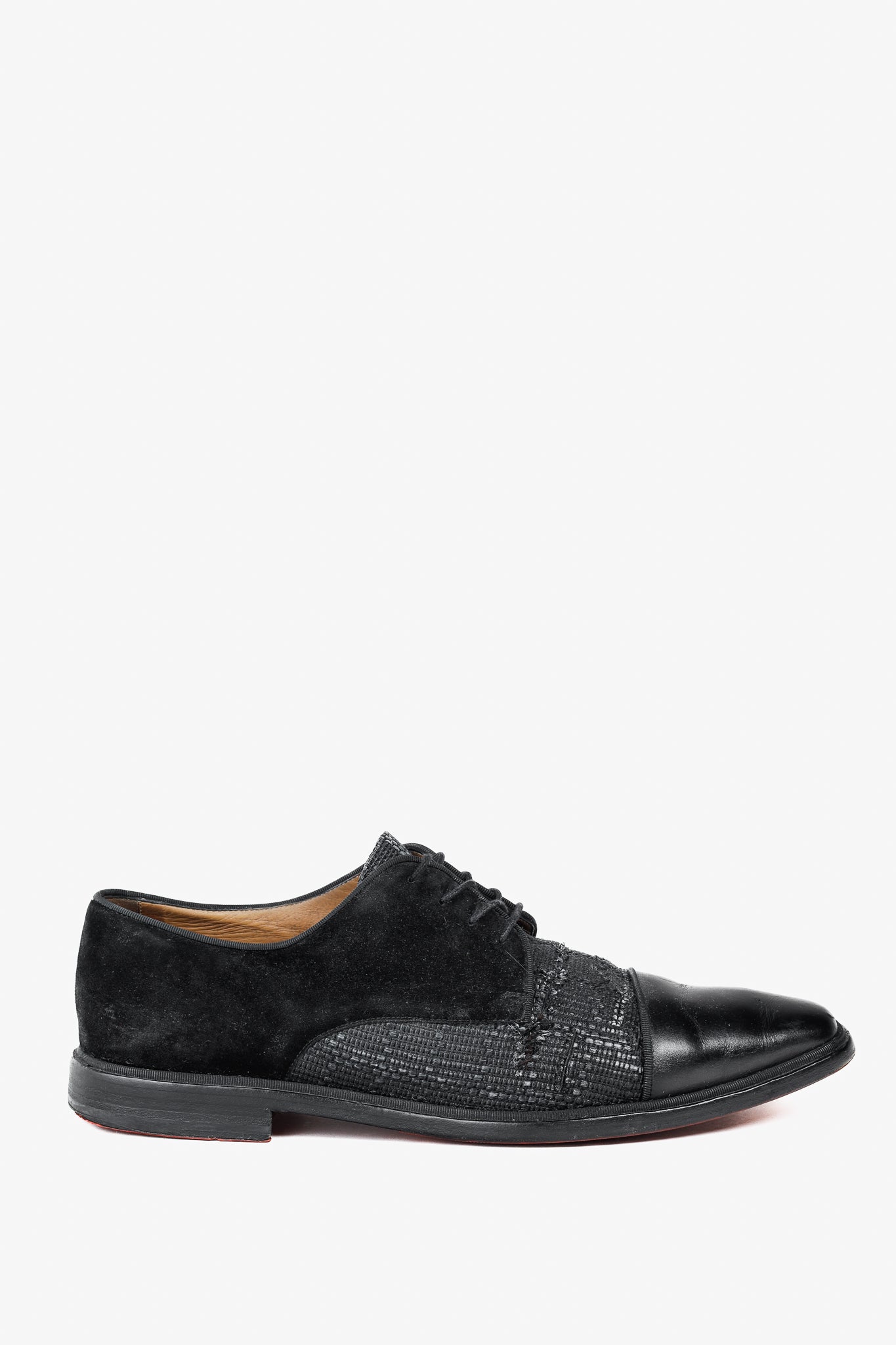 Christian Louboutin Black Multi-Material Greggo Lace Up Derby Shoes