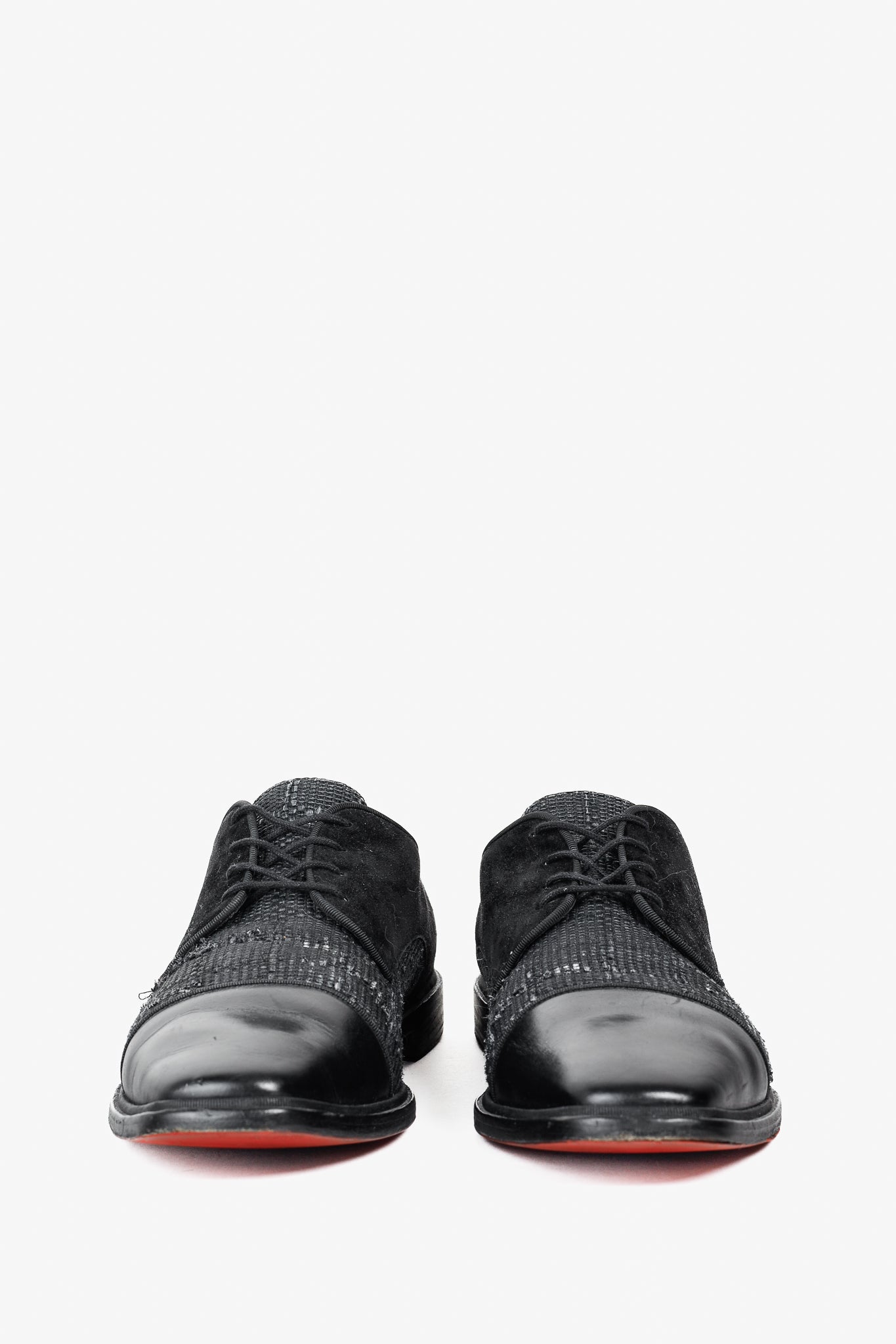 Christian Louboutin Black Multi-Material Greggo Lace Up Derby Shoes