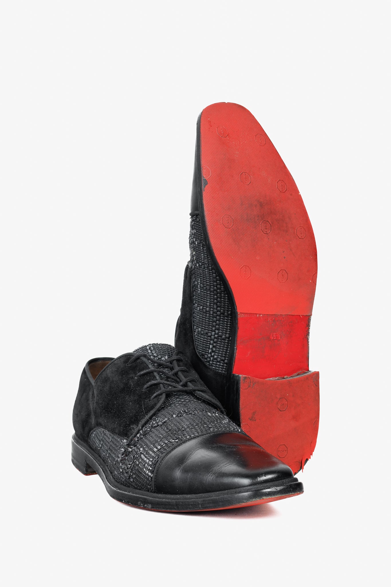 Christian Louboutin Black Multi-Material Greggo Lace Up Derby Shoes