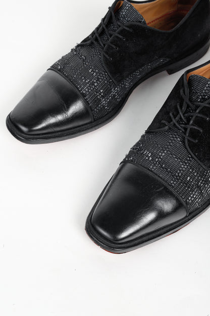 Christian Louboutin Black Multi-Material Greggo Lace Up Derby Shoes
