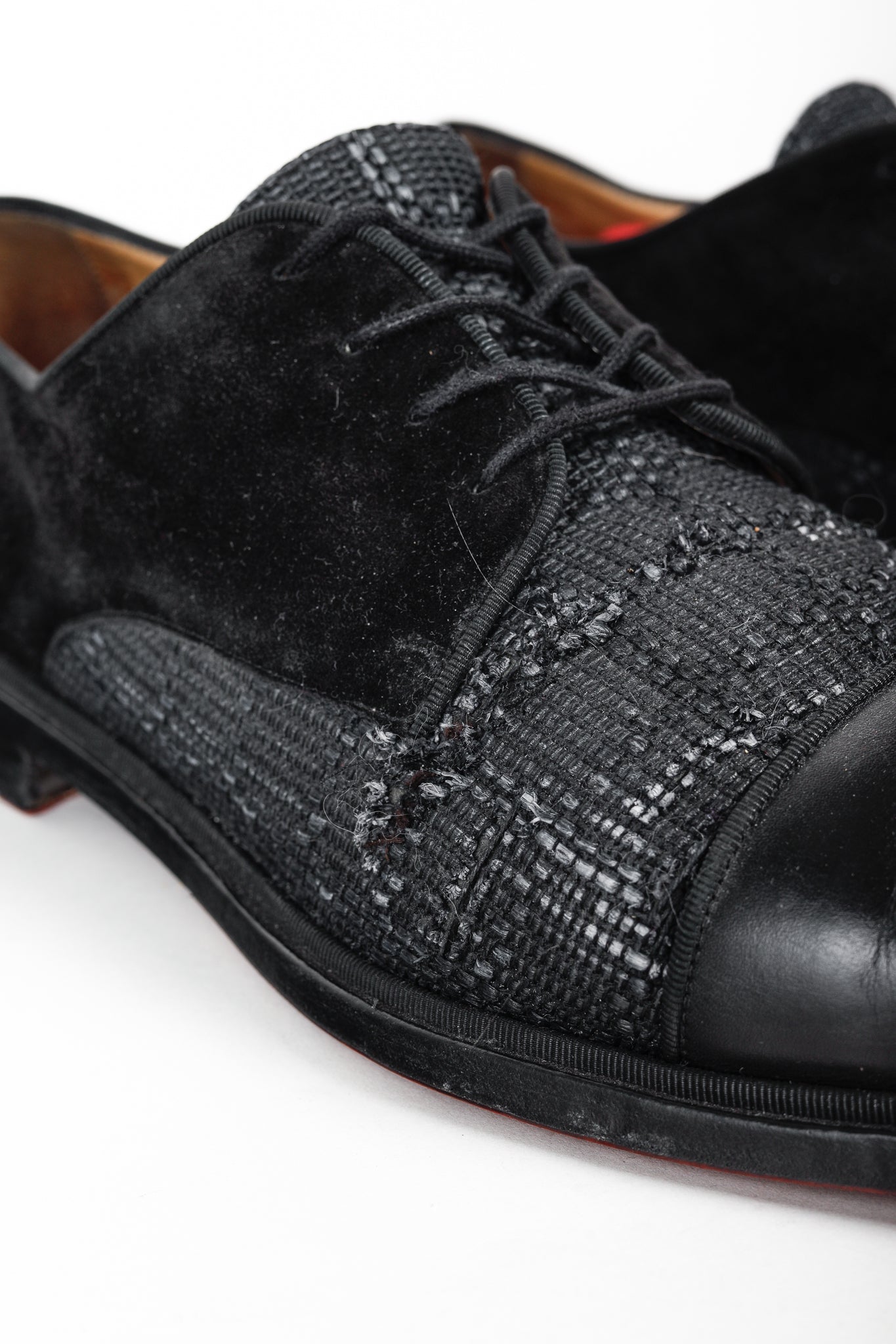 Christian Louboutin Black Multi-Material Greggo Lace Up Derby Shoes
