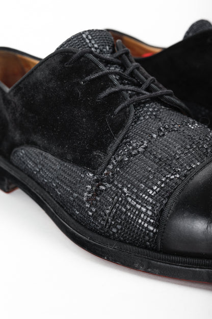 Christian Louboutin Black Multi-Material Greggo Lace Up Derby Shoes