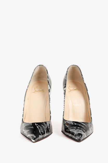 Christian Louboutin Patent Nicograf Pigalle Follies 100 Black White Pumps
