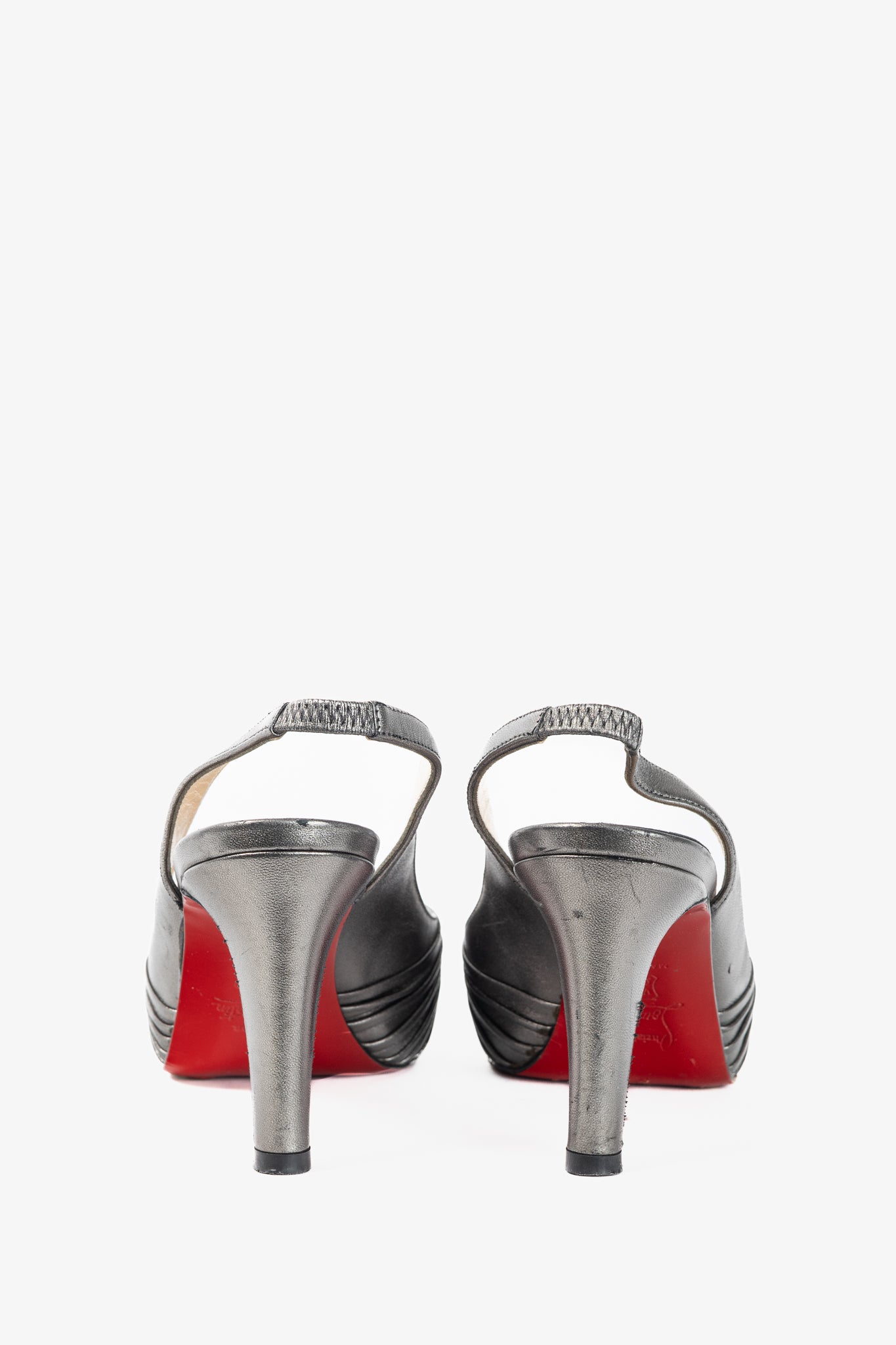 Christian Louboutin Metallic Grey Knotted Slingback Sandals