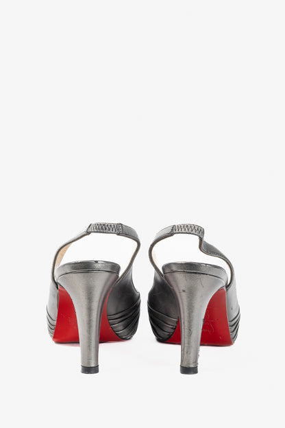 Christian Louboutin Metallic Grey Knotted Slingback Sandals