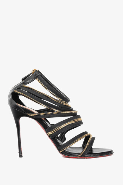 Christian Louboutin Unzip 100 Black & Gold Kid Leather Booty