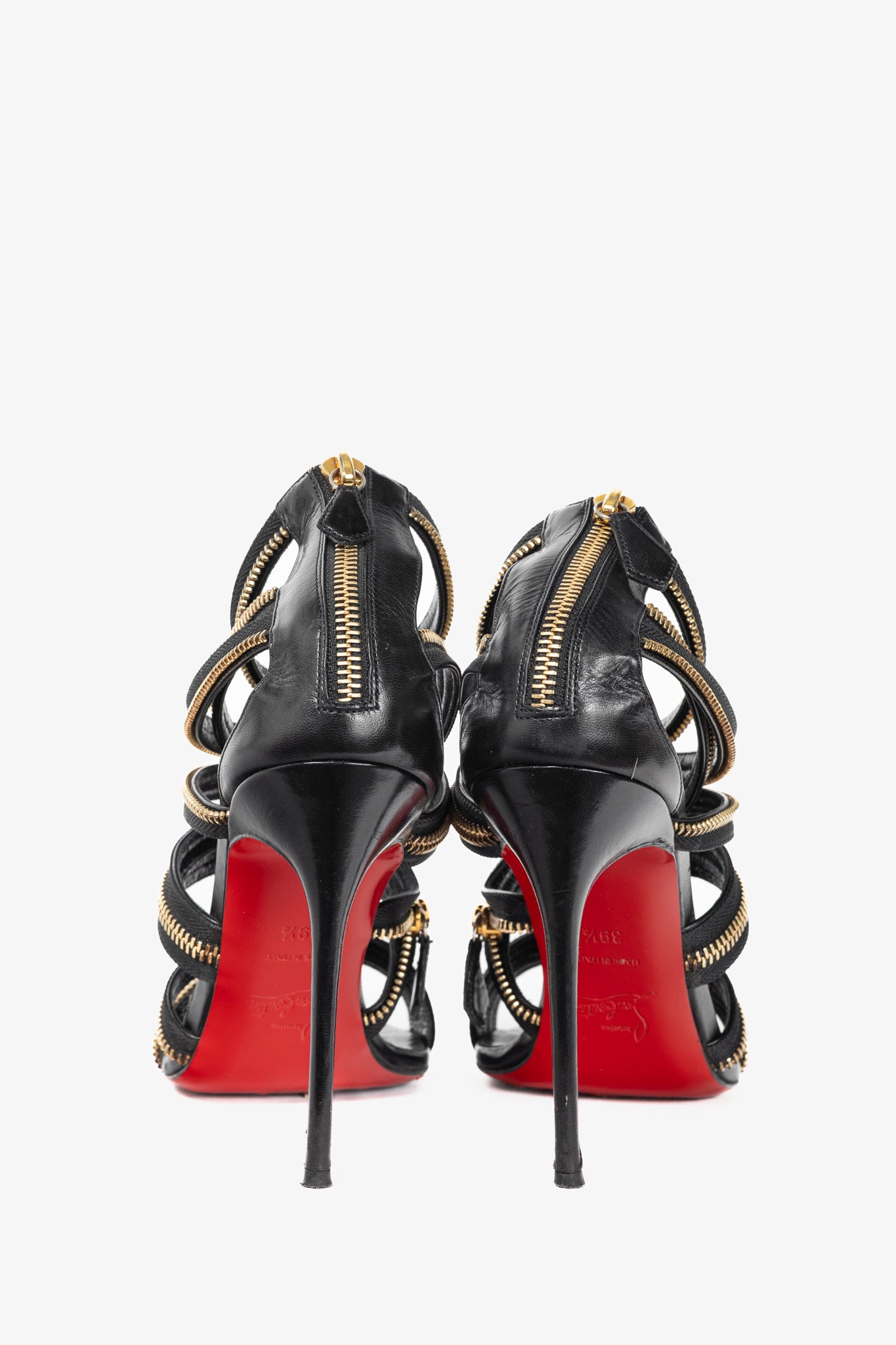 Christian Louboutin Unzip 100 Black & Gold Kid Leather Booty