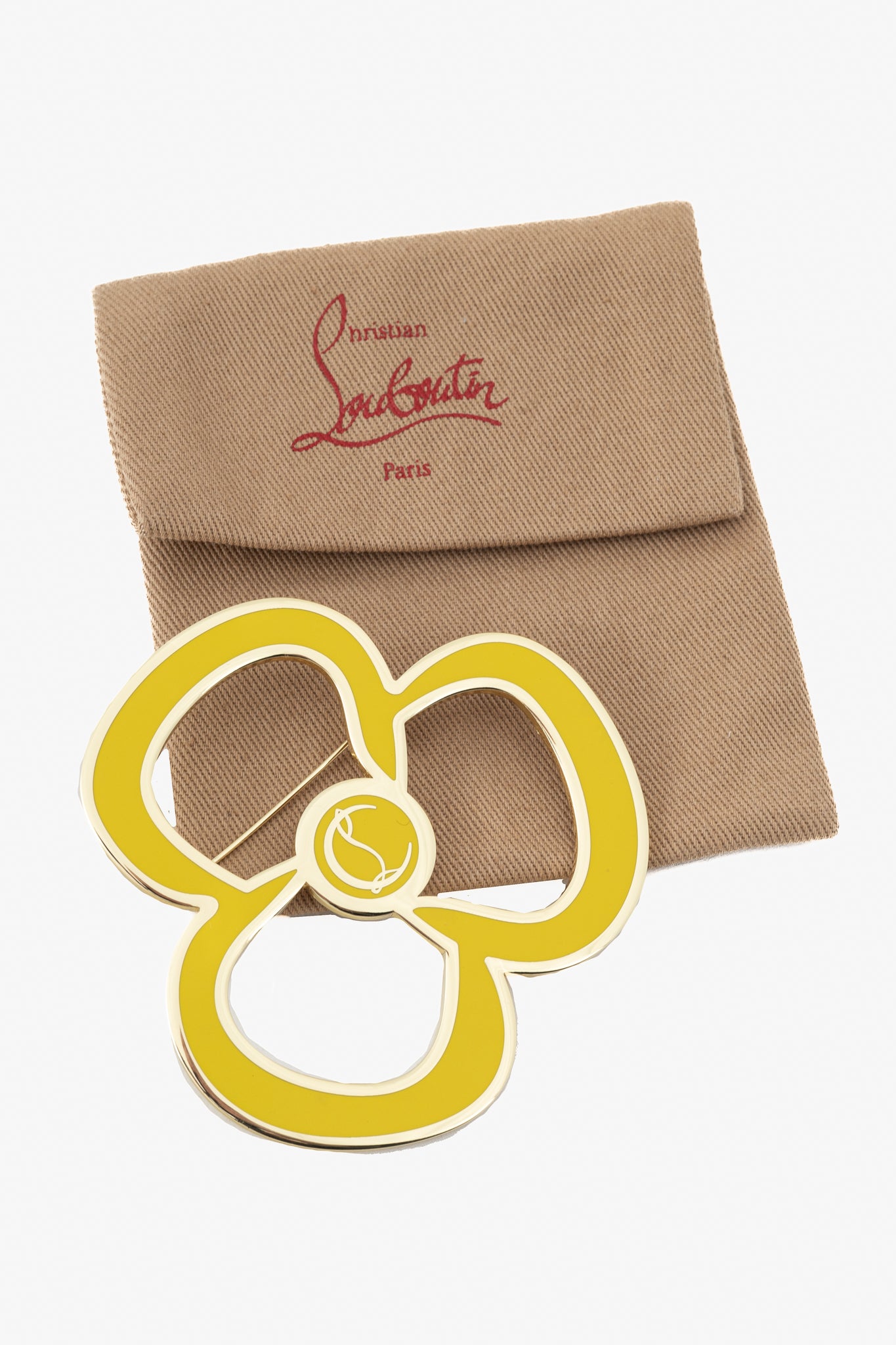 Christian Louboutin Yellow Enamel & Gold-Tone Flower Brooch