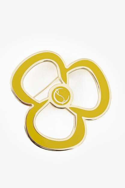 Christian Louboutin Yellow Enamel & Gold-Tone Flower Brooch