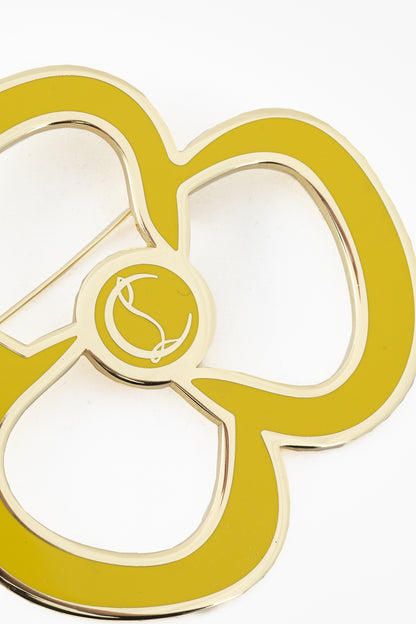 Christian Louboutin Yellow Enamel & Gold-Tone Flower Brooch
