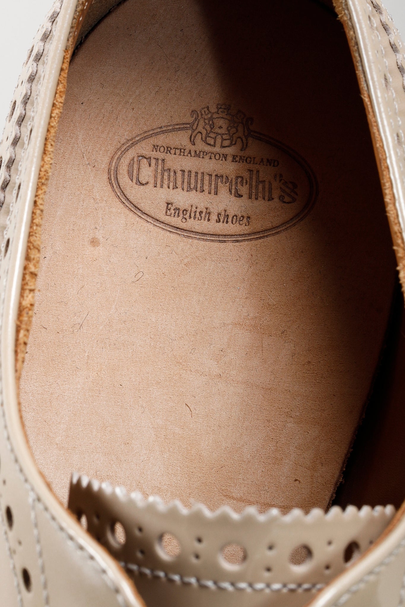 Church's Beige Patent Leather Lace-ups
