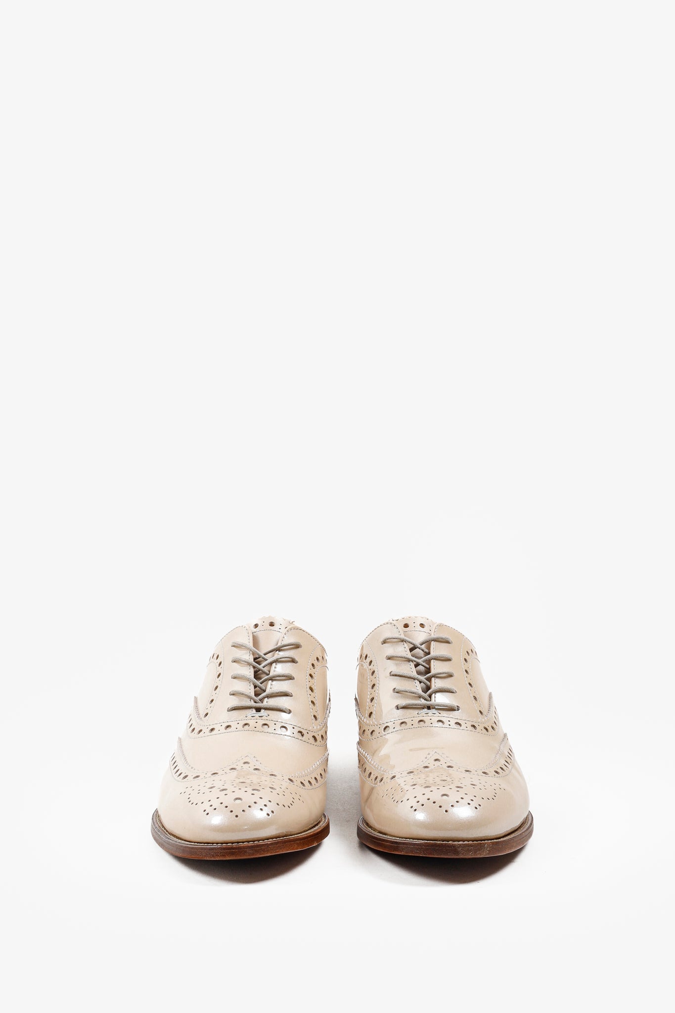 Church's Beige Patent Leather Lace-ups