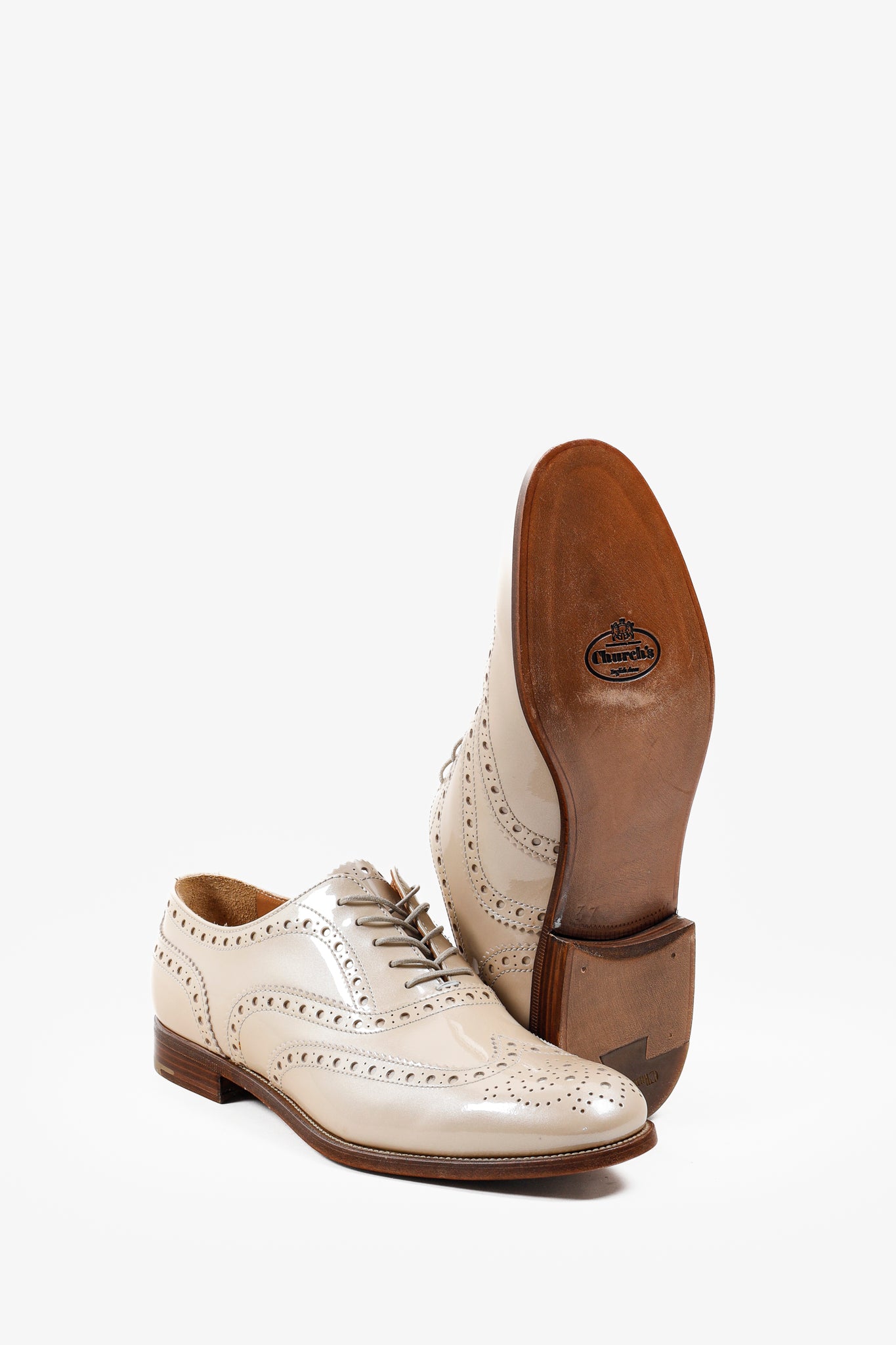 Church's Beige Patent Leather Lace-ups