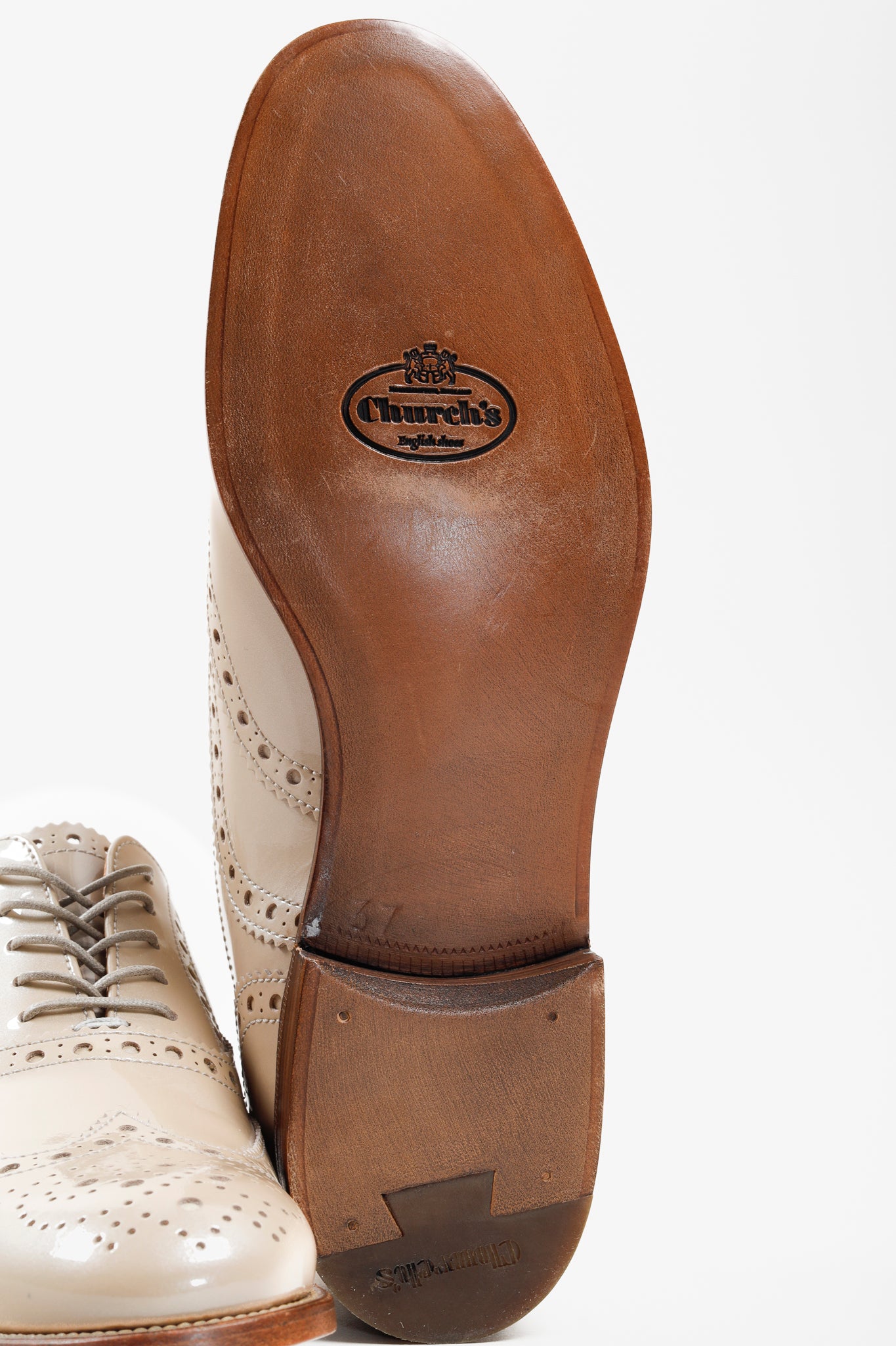 Church's Beige Patent Leather Lace-ups