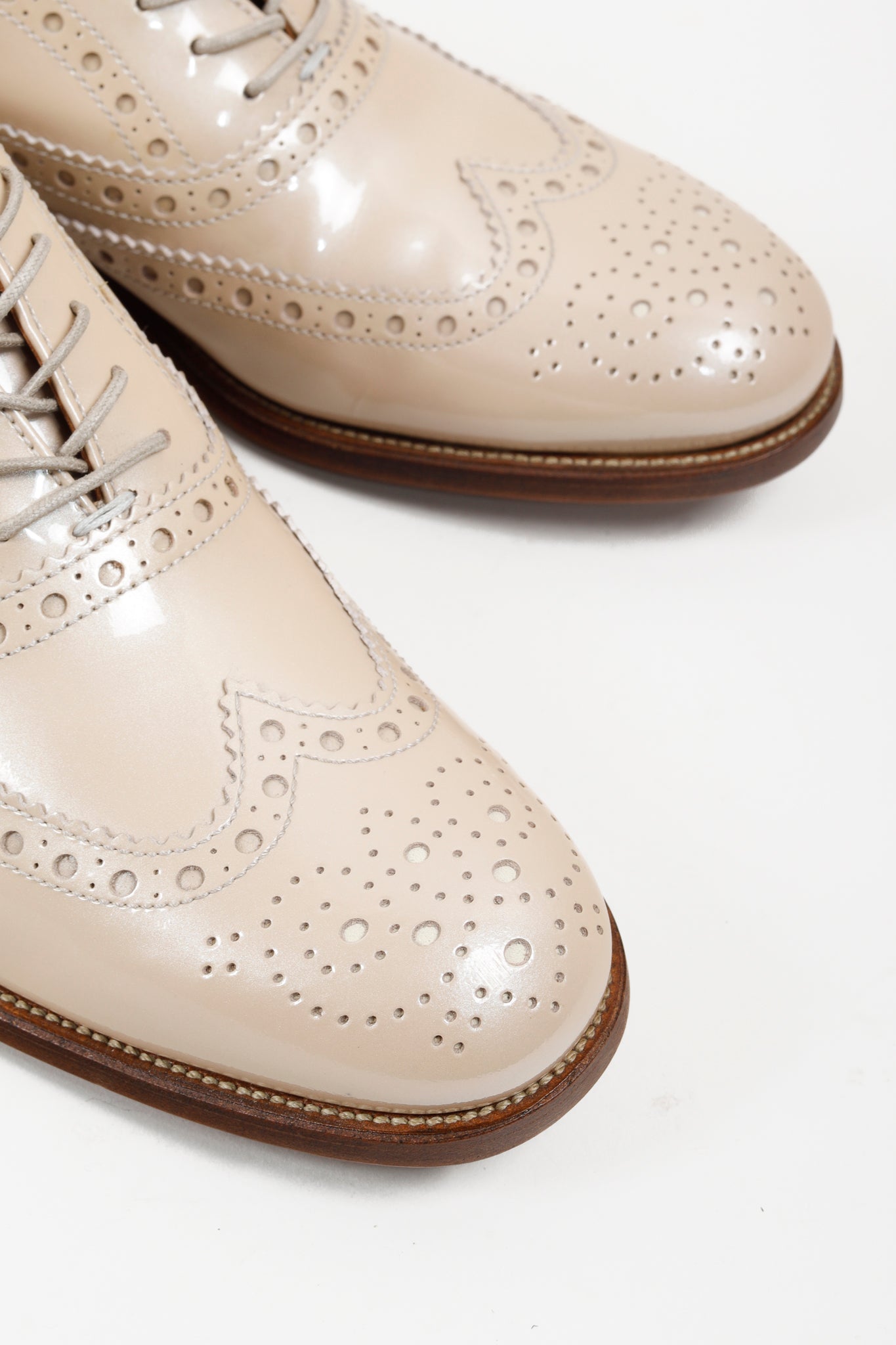 Church's Beige Patent Leather Lace-ups