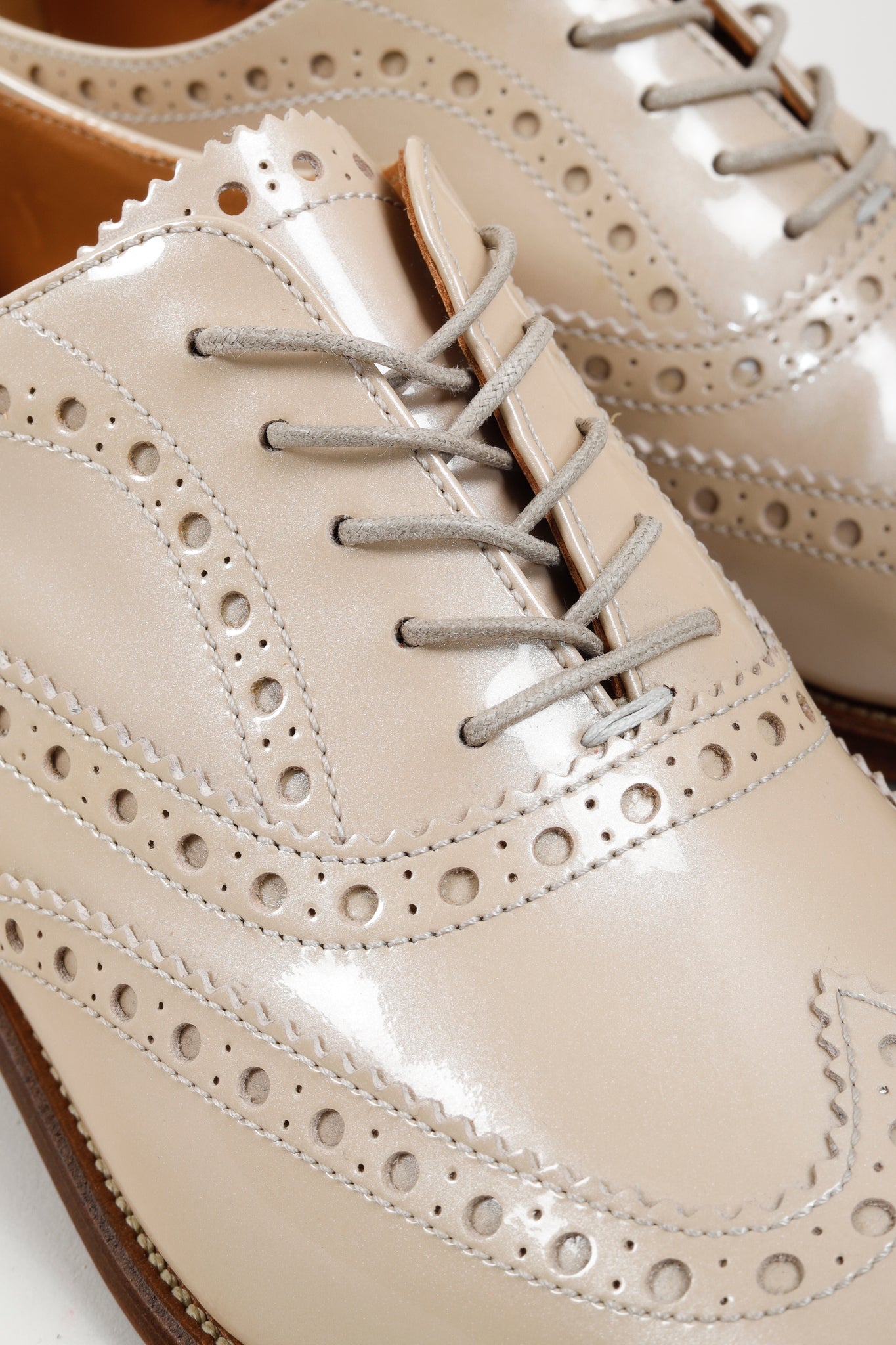 Church's Beige Patent Leather Lace-ups