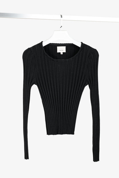 Cinq a Sept Pices Black Wide-Ribbed Knit Long Sleeve Pullover