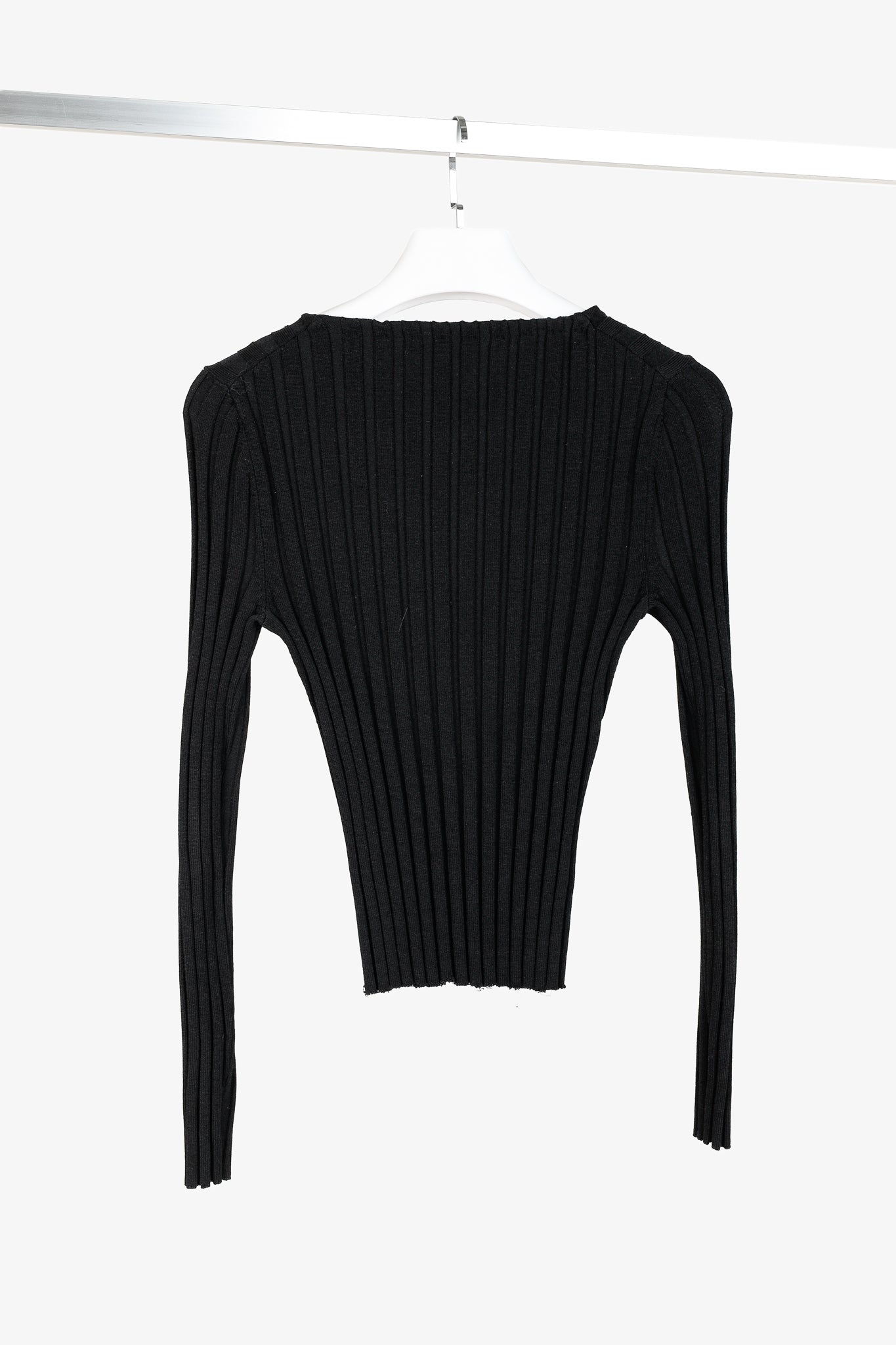 Cinq a Sept Pices Black Wide-Ribbed Knit Long Sleeve Pullover