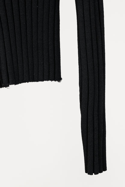 Cinq a Sept Pices Black Wide-Ribbed Knit Long Sleeve Pullover