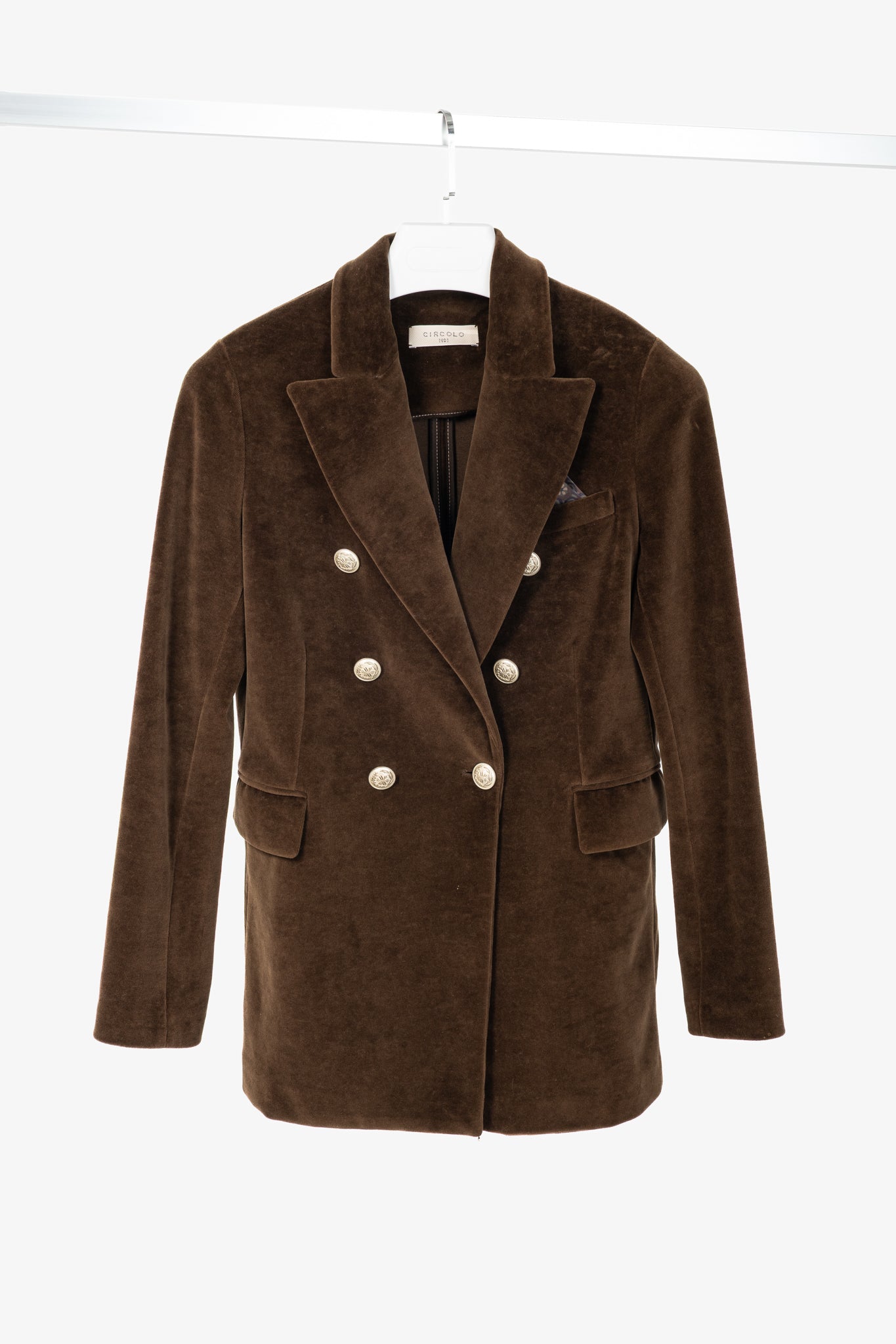 Circolo 1901 Brown Cotton Velvet Double-Breasted Blazer