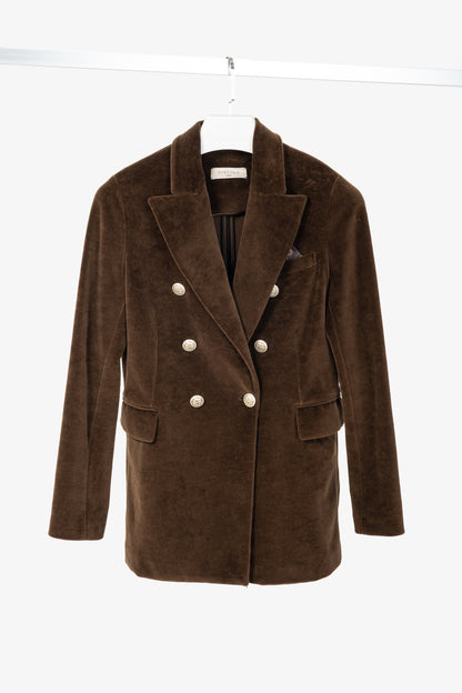 Circolo 1901 Brown Cotton Velvet Double-Breasted Blazer