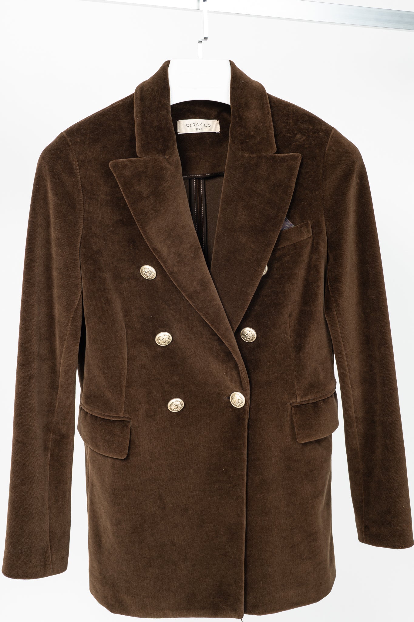 Circolo 1901 Brown Cotton Velvet Double-Breasted Blazer