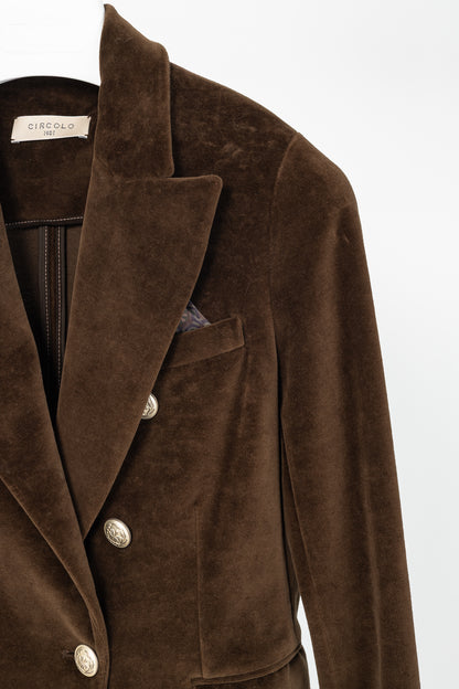 Circolo 1901 Brown Cotton Velvet Double-Breasted Blazer
