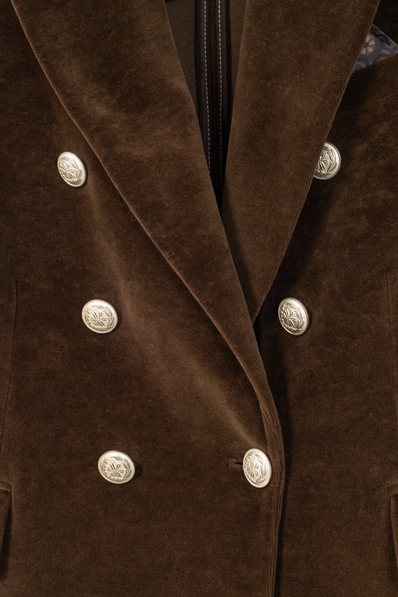 Circolo 1901 Brown Cotton Velvet Double-Breasted Blazer