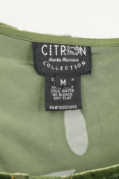 Citron Santa Monica Green Floral-Burnout Velvet Maxi Dress