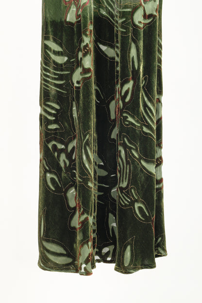 Citron Santa Monica Green Floral-Burnout Velvet Maxi Dress