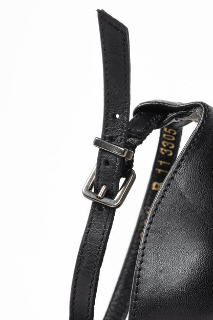 Robert Clergerie Black Suede Fringe Mirror-Heel Sandals