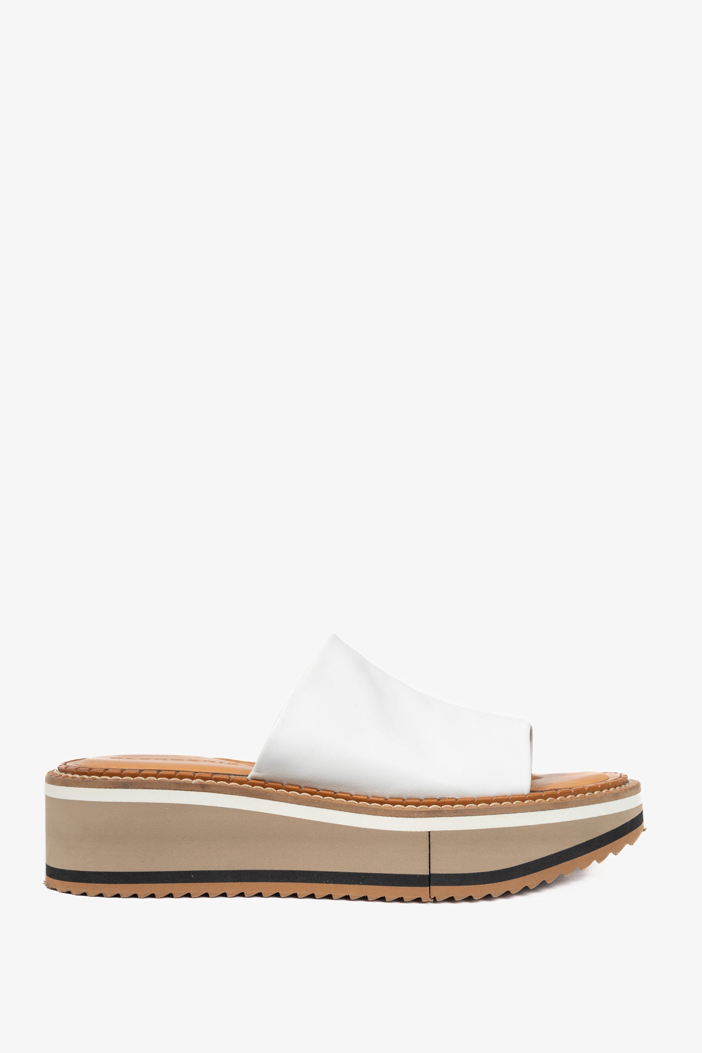 Clergerie Fast White Leather Slide Platform Mule Sandals