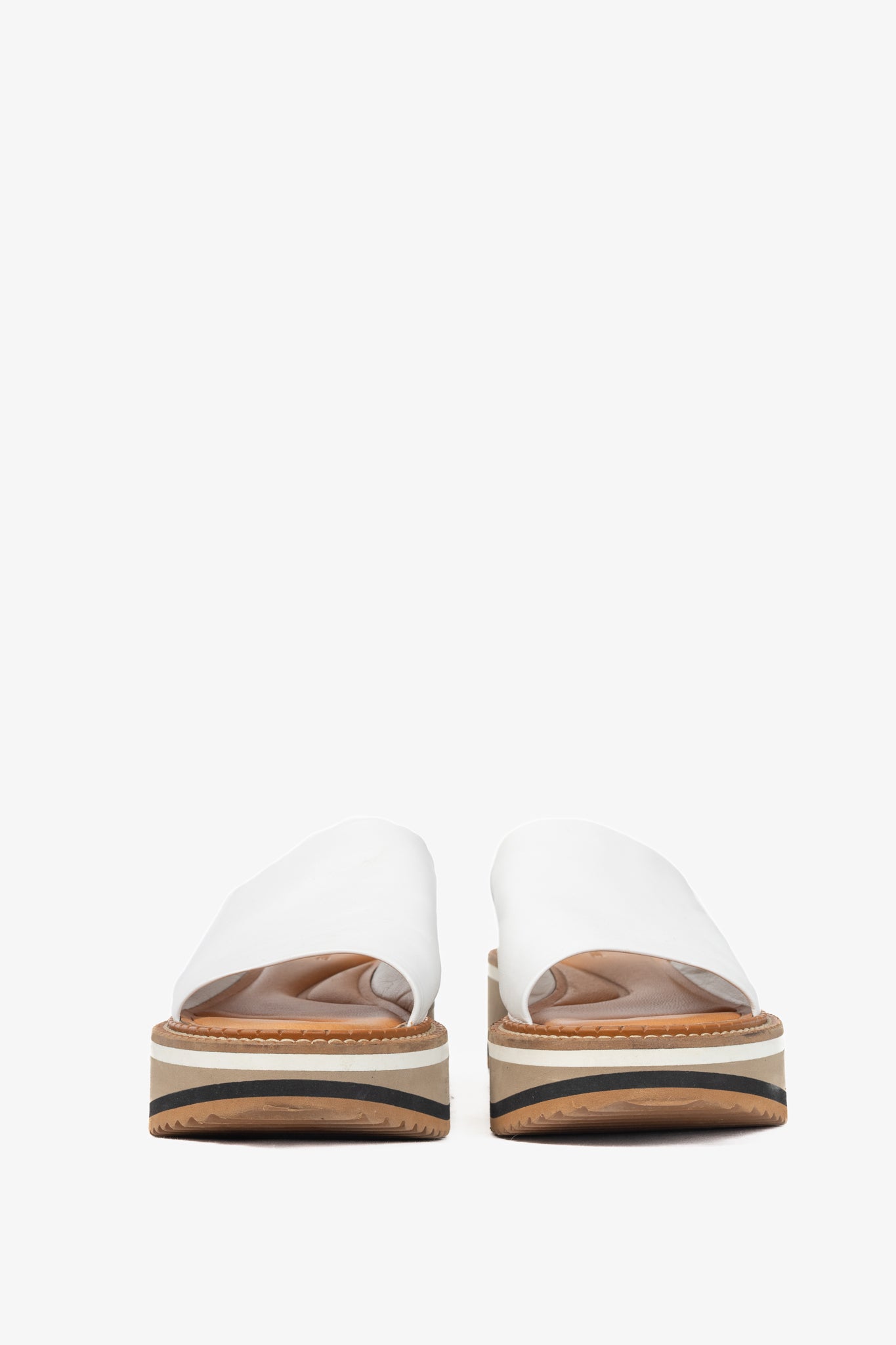 Clergerie Fast White Leather Slide Platform Mule Sandals