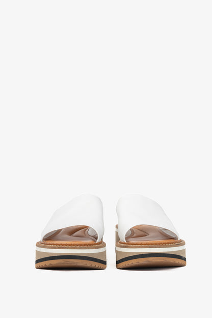 Clergerie Fast White Leather Slide Platform Mule Sandals