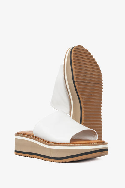 Clergerie Fast White Leather Slide Platform Mule Sandals