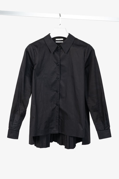 Co SS18 Black Cotton Poplin Pleated-Back Shirt